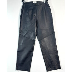 Bagatelle Vintage Black Leather Pants Flat Front High Waist Straight Leg Sz 14P